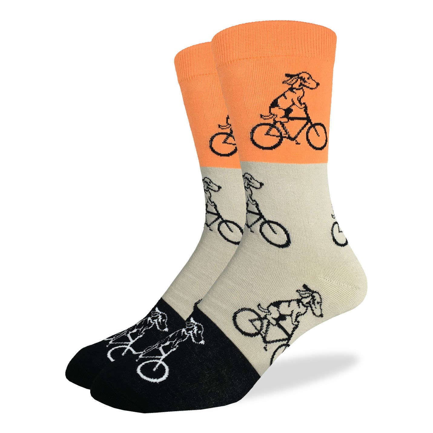Orange Dog Riding Bike Socks